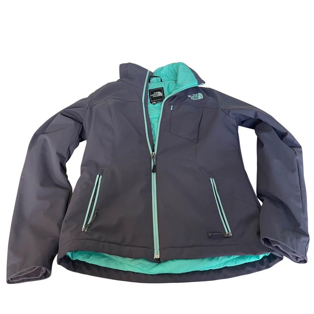 The North Face Apex Softshell Jacket Women S Gray Teal Wind Water‎ Resistant - Picture 16 of 16
